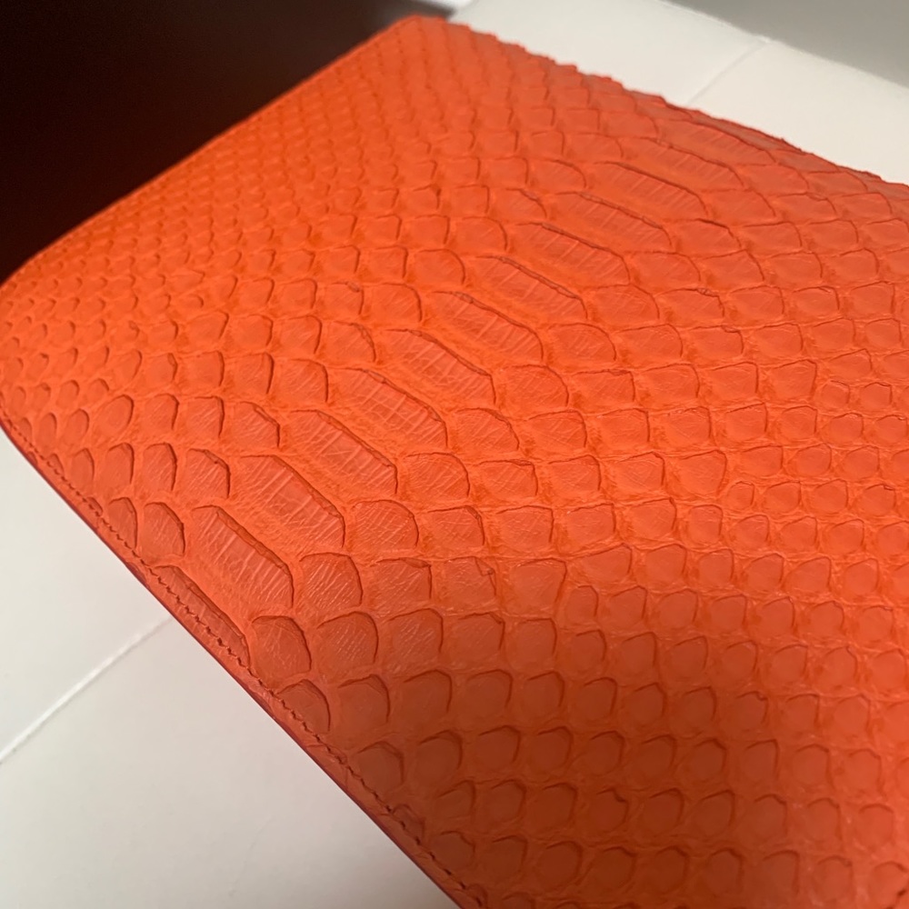 Authentic Celine box bag in bright orange python - Picture 2 of 8